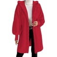 thumbnail image 1 of yillto Women Sherpa Jackets Long Lightweight Fleece Hoodie Coat Fuzzy Warm Knee Length Coats, 1 of 7