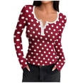 thumbnail image 1 of yillto Women Ribbed Top Long Sleeve Tight Tee V Neck Buttons Slim Shirts Knit Slim Causal Basic Tops, 1 of 6