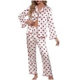 thumbnail image 1 of yillto Women Satin Silky Pajamas Set Button down Long Sleeve Tops Sleepwear Loungewear Pant Pjs 2 Piece, 1 of 5
