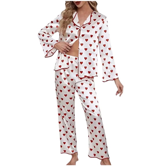 yillto Women Satin Silky Pajamas Set Button down Long Sleeve Tops Sleepwear Loungewear Pant Pjs 2 Piece