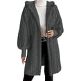 thumbnail image 1 of yillto Women Sherpa Jackets Long Lightweight Fleece Hoodie Coat Fuzzy Warm Knee Length Coats, 1 of 7