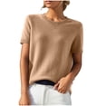 thumbnail image 1 of yillto Women Short Sleeve Sweaters Spring Fashion Knit Tops Business Casual Pullover Solid Color Sweater Outfits, 1 of 6