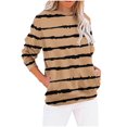 thumbnail image 1 of yillto Women Striped Top with Pockets Long Sleeve Crewneck Baggy Pullover Casual Shirts Fall Loose Sweatshirt, 1 of 5