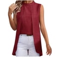 thumbnail image 1 of yillto Women Summer Tops Crew Neck Asymmetrical Hem Sleeveless Fashion Dressy Shirts Blouse for Womens, 1 of 7