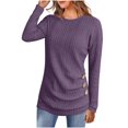 thumbnail image 1 of yillto Women Sweaters Crew Neck Long Sleeve Pullover Ribbed Knitted Lightweight Ruched Tunic Blouse, 1 of 6