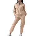 thumbnail image 1 of yillto Women Sweatsuit 2 Piece Outfits Lounge Sets Long Sleeve Half Zip Pullover and Sweatpants with Pockets, 1 of 5