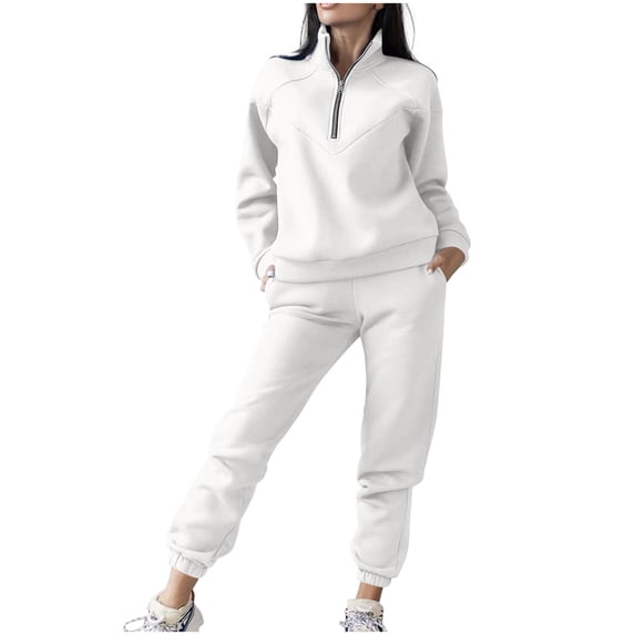 yillto Women Sweatsuit 2 Piece Outfits Lounge Sets Long Sleeve Half Zip Pullover and Sweatpants with Pockets