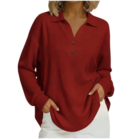 yillto Women Textured Tops Collared V Neck Loose Long Sleeve Blouse Pullover Business Shirts for Work Office