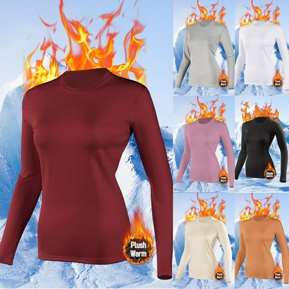 yillto Women Thermal Top Base Layer Shirts Mock Neck Pullover Long Sleeve Underwear Warm Tops for Womens