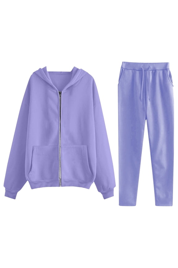 Women Tracksuit Set Sweatshirt Jacket Zip up Hoodie and Casual Jogger Sweatpants 2 Piece Sweatsuit
