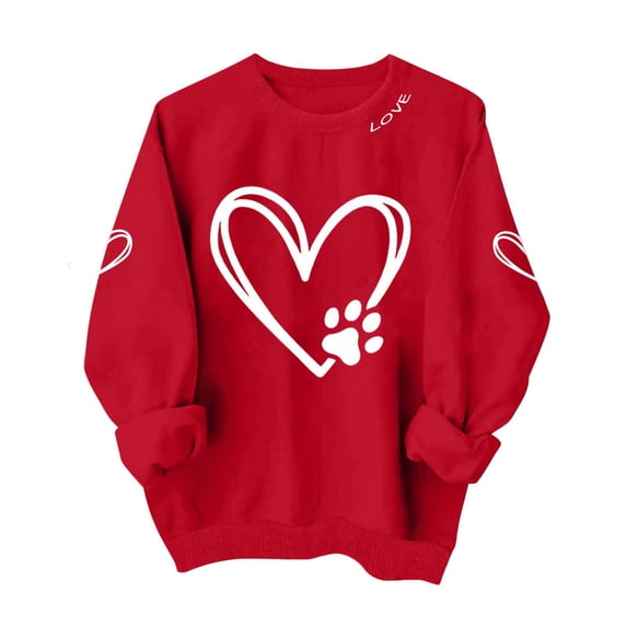 yillto Women Valentine's Day Sweatshirt Crewneck Heart Graphic Long Sleeve Fashion Trendy Outfits Tops