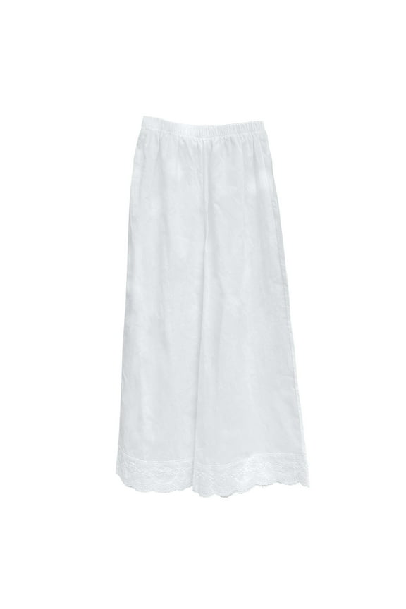 Women Wide Leg Pants Cotton Palazzo Culottes Elastic Waist Summer Pant Trousers for Womens