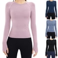 thumbnail image 1 of yillto Women Yoga Shirts Seamless Breathable Stretchy Long Sleeve Workout Running Tops Athletic Tee, 1 of 6