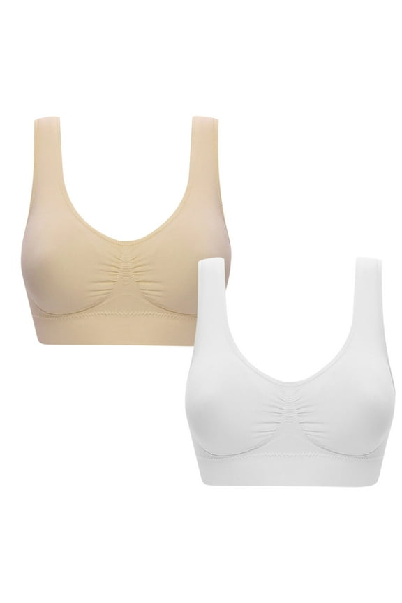 Women's 2 Pack Seamless Bra for Women Plus Size Padded Comfortable Sports Full Coverage Bras