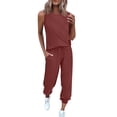 thumbnail image 1 of yillto Women's 2 Piece Sets Casual Summer Sleeveless Crewneck Tops and Jogger Sweatpants Tracksuit, 1 of 7