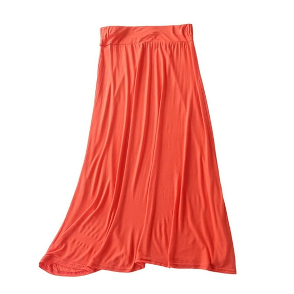 yillto Women's A-Line Maxi Skirt Elastic High Waist Summer Pleated Long Skirt Soft Comfy Clothes