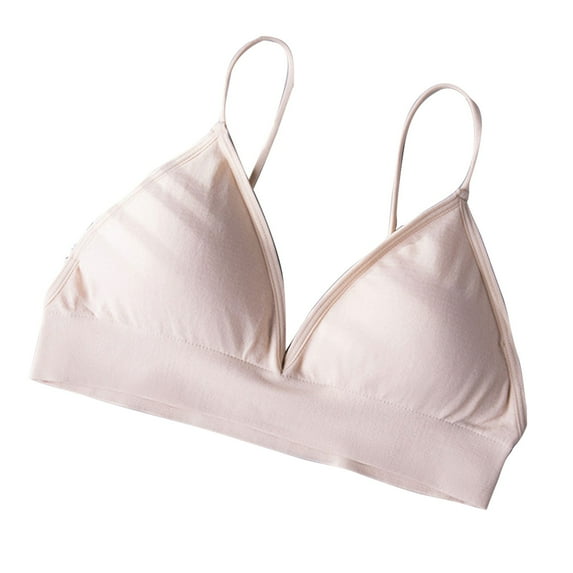 yillto Women's Bikini Bra Spaghetti Strap V Neck Bralettes Solid Color Seamless Comfortable Bras