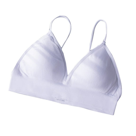 yillto Women's Bikini Bra Spaghetti Strap V Neck Bralettes Solid Color Seamless Comfortable Bras