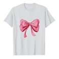 thumbnail image 1 of yillto Women's Bow Print T Shirt Short Sleeve Crew Neck Pullover 2025 Summer Casual Basic Tee Shirts, 1 of 3
