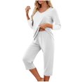 thumbnail image 1 of yillto Women's Capri Pajama Sets 3/4 Sleeve Sleepwear Top and Capris Pants Soft Loungewear Pjs Set, 1 of 7