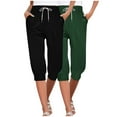 thumbnail image 1 of yillto Capri Pants for Women 2 Pack Athletic Running Yoga Pants 2024 Summer Casual Loose Jogging Shorts, 1 of 7