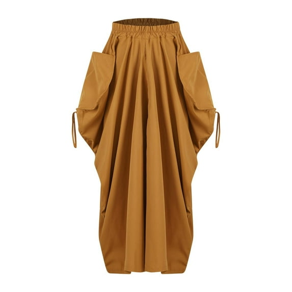 yillto Women's Casual Cargo Skirts Baggy Streetwear High Waist Maxi Long Skirt with Pockets