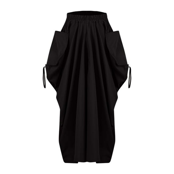 yillto Women's Casual Cargo Skirts Baggy Streetwear High Waist Maxi Long Skirt with Pockets