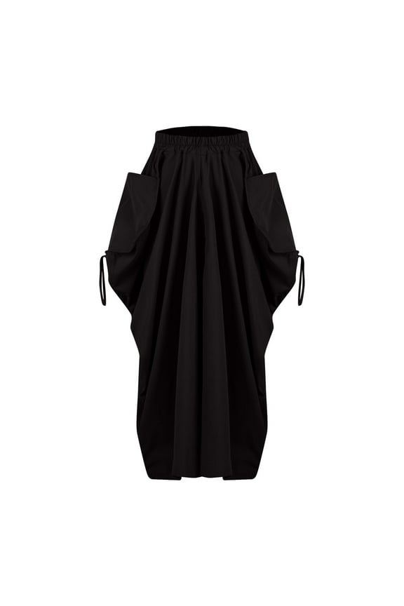 Women's Casual Cargo Skirts Baggy Streetwear High Waist Maxi Long Skirt with Pockets