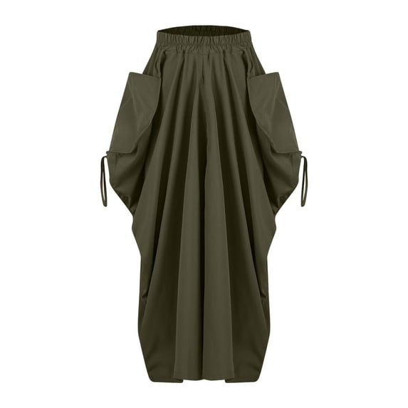 yillto Women's Casual Cargo Skirts Baggy Streetwear High Waist Maxi Long Skirt with Pockets