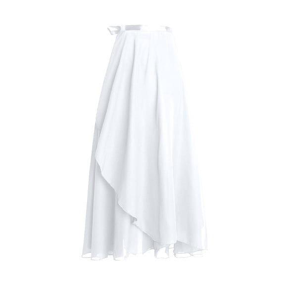 yillto Women's Chiffon Warp Skirts High Waist Ruffle Hem Flowy Summer Long Maxi Skirt for Women