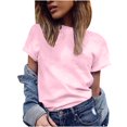 thumbnail image 1 of yillto Women's Crew Neck T Shirts Short Sleeve Casual Top Loose Tees Summer Basic Solid Color Shirt, 1 of 4