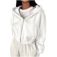 thumbnail image 1 of yillto Women's Crop Zip up Hoodies Coat Casual Long Sleeve Hooded Cropped Sweatshirts with Pockets, 1 of 3
