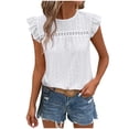 thumbnail image 1 of yillto Women's Cute Tank Tops Ruffle Sleeveless Crewneck Spring Blouse Cap Sleeve Cute Shirts Outfits, 1 of 5