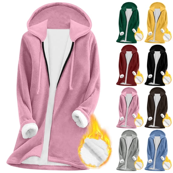 yillto Women's Fleece Jackets Fuzzy Sherpa Lined Hoodie Zip up Warm Thick Fall Winter Loungewear Coats