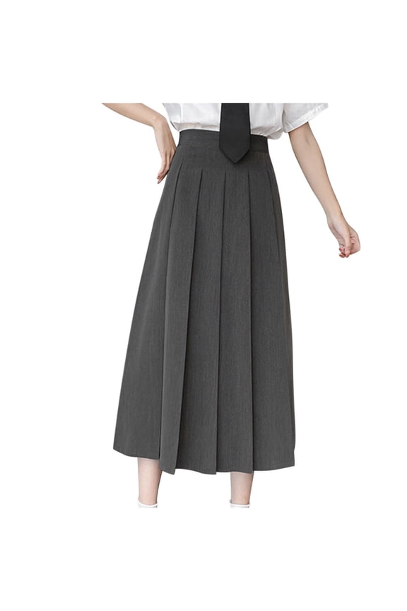 Women's Girls A Line Long Skirts Pleated High Waist Fashion Skirt School Uniform Maxi Skirts