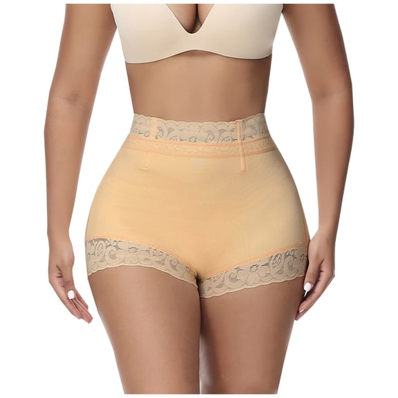 yillto Women's Lace High Waist Briefs Seamless Panties Ladies Stretch Full Coverage Under Dress Shorts