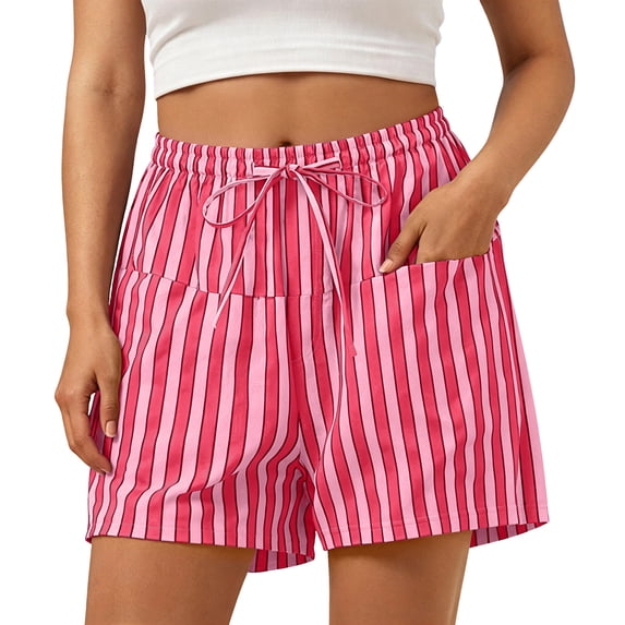 yillto Women's Lounge Shorts Cute Soft Elastic Waist Striped Pajama Bottoms Boxer Shorts Sleepwear