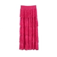 thumbnail image 1 of yillto Women's Maxi Skirt Elastic High Waist Pleated A-Line Flared Tiered Layered Fashion Long Skirts, 1 of 4