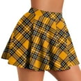 thumbnail image 1 of yillto Women's Mini Pleated Skirts Stretchy Casual A-Line High Waist School Flowy Plaid Skater Skirt, 1 of 5