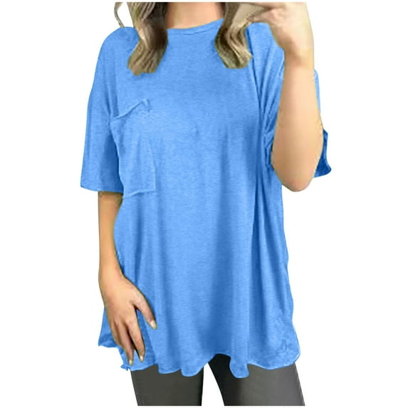 yillto Women's Oversized T Shirt Summer Casual Short Sleeve Crewneck Loose Tee Tops with Pockets