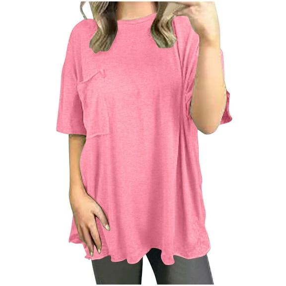yillto Women's Oversized T Shirt Summer Casual Short Sleeve Crewneck Loose Tee Tops with Pockets