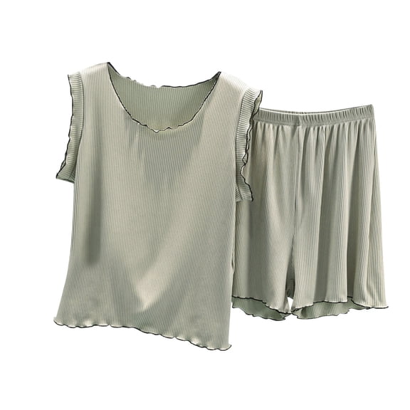 yillto Women's Pajamas Sets Sleeveless Tank Top and Sleepwear Loose Shorts 2 Piece Lounge Pjs Set