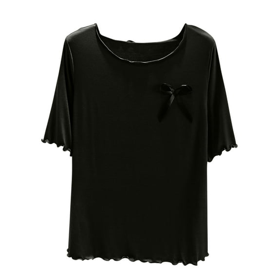 yillto Women's Pajamas Shirts Short Sleeve Loose Soft Comfy Summer Sleepwear Lounge Pajamas Tee Tops