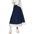 thumbnail image 1 of yillto Women's Plaid A Line Skirts with Ruffle Hem Loose Casual Summer Elastic Waist Long Maxi Skirt, 1 of 4