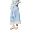 thumbnail image 1 of yillto Women's Plaid A Line Skirts with Ruffle Hem Loose Casual Summer Elastic Waist Long Maxi Skirt, 1 of 3