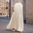 thumbnail image 1 of yillto Women's Pleated Midi Skirts High Waist Elastic A Line Long Skirt for Fall Winter, 1 of 7