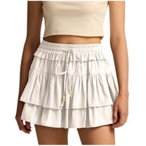 yillto Women's Pleated Skirt High Waisted Ruffle Tennis Short Skirts Sports Running Layered Skorts