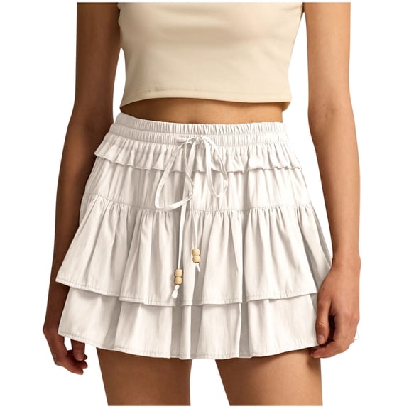 yillto Women's Pleated Skirt High Waisted Ruffle Tennis Short Skirts Sports Running Layered Skorts
