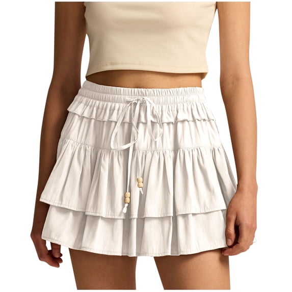 yillto Women's Pleated Skirt High Waisted Ruffle Tennis Short Skirts Sports Running Layered Skorts