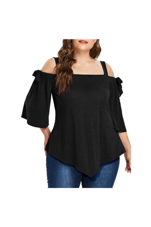 Women's Plus Size Blouse Cold Shoulder Ruched Short Sleeve Tops Tshirt Summer Tunics Blouses